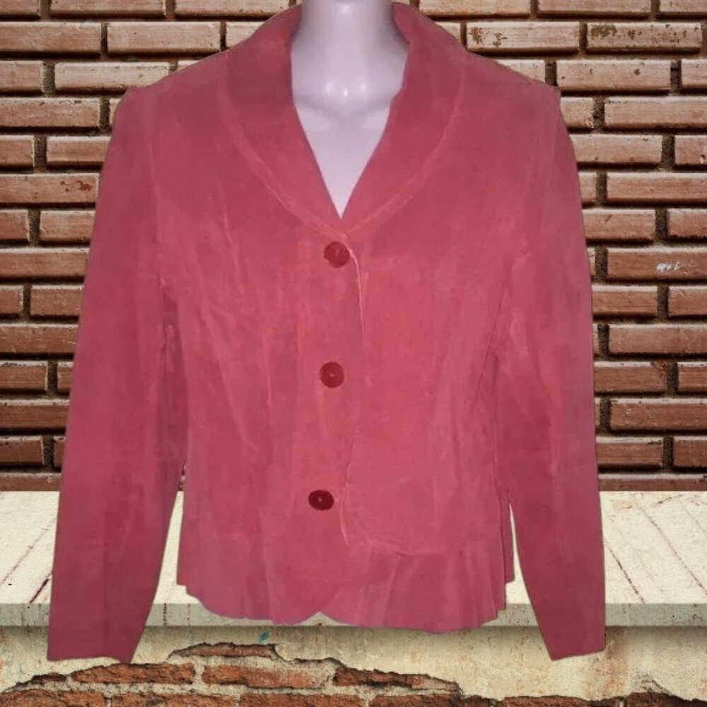 The Softest Coral Leather Blazer Size 8P